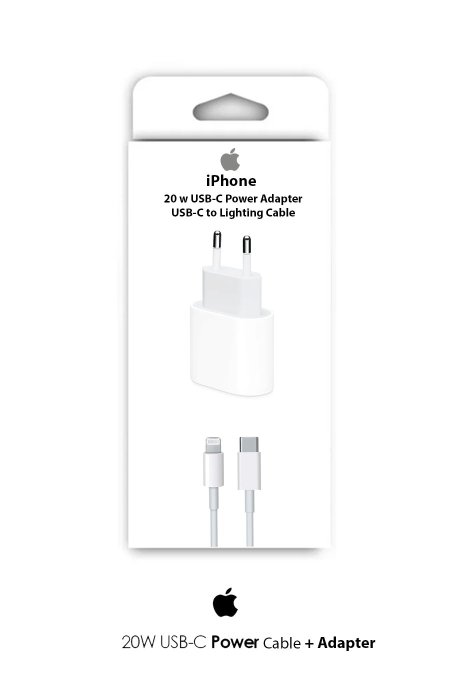 شاحن آبل كامل - Apple Charger / شامل الكيبل و ال ادابتر  - Usb-c to lighting <br> <span class='text-color-warm'>نفدت الكمية</span>